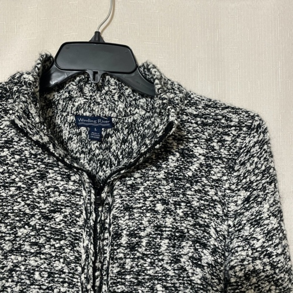 Winding River Womens Grey Heathered Cardigan Sweater Full Zip Acrylic Size Large - Picture 9 of 9